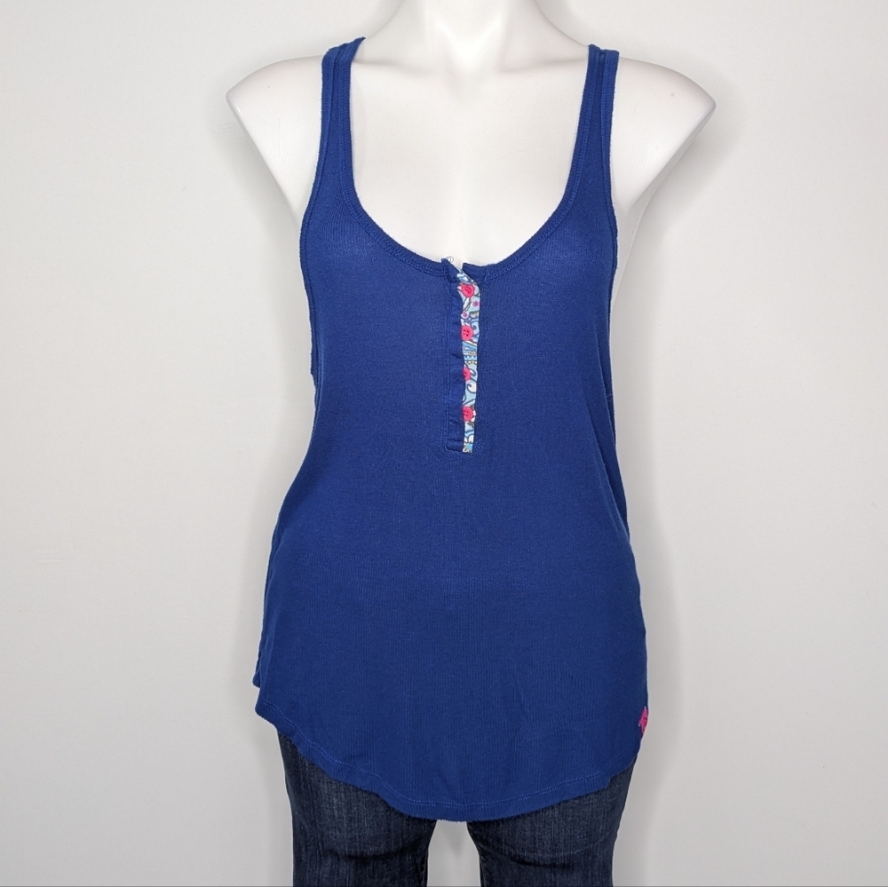 Vera Bradley Blue Scoop Neck Tank Top L